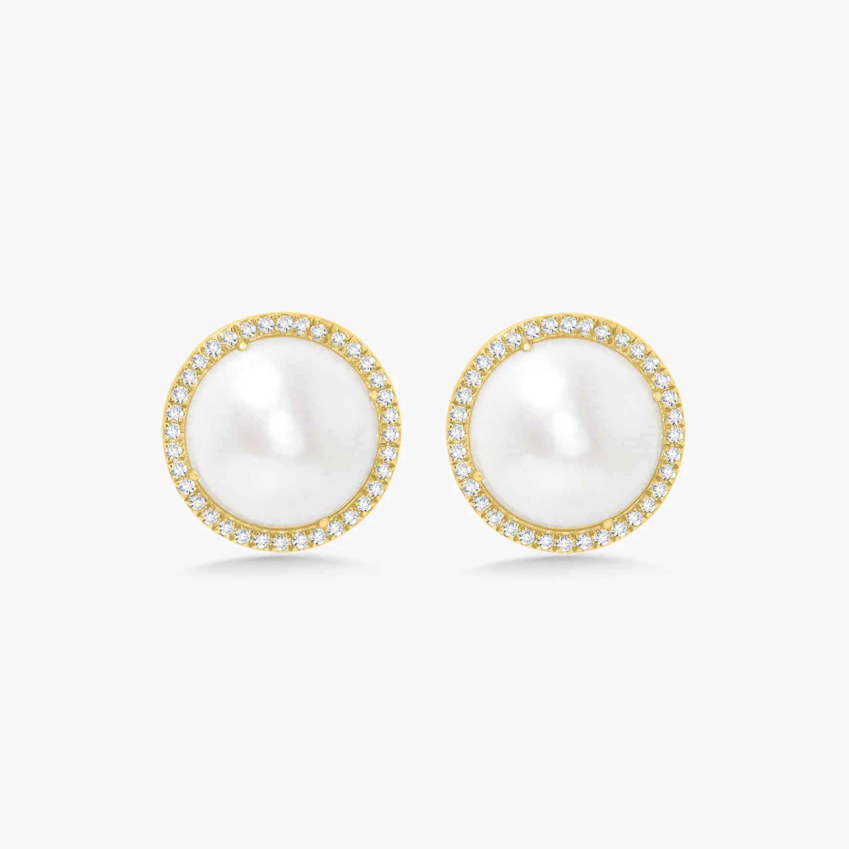 Pearl Diamond Halo Stud Earrings