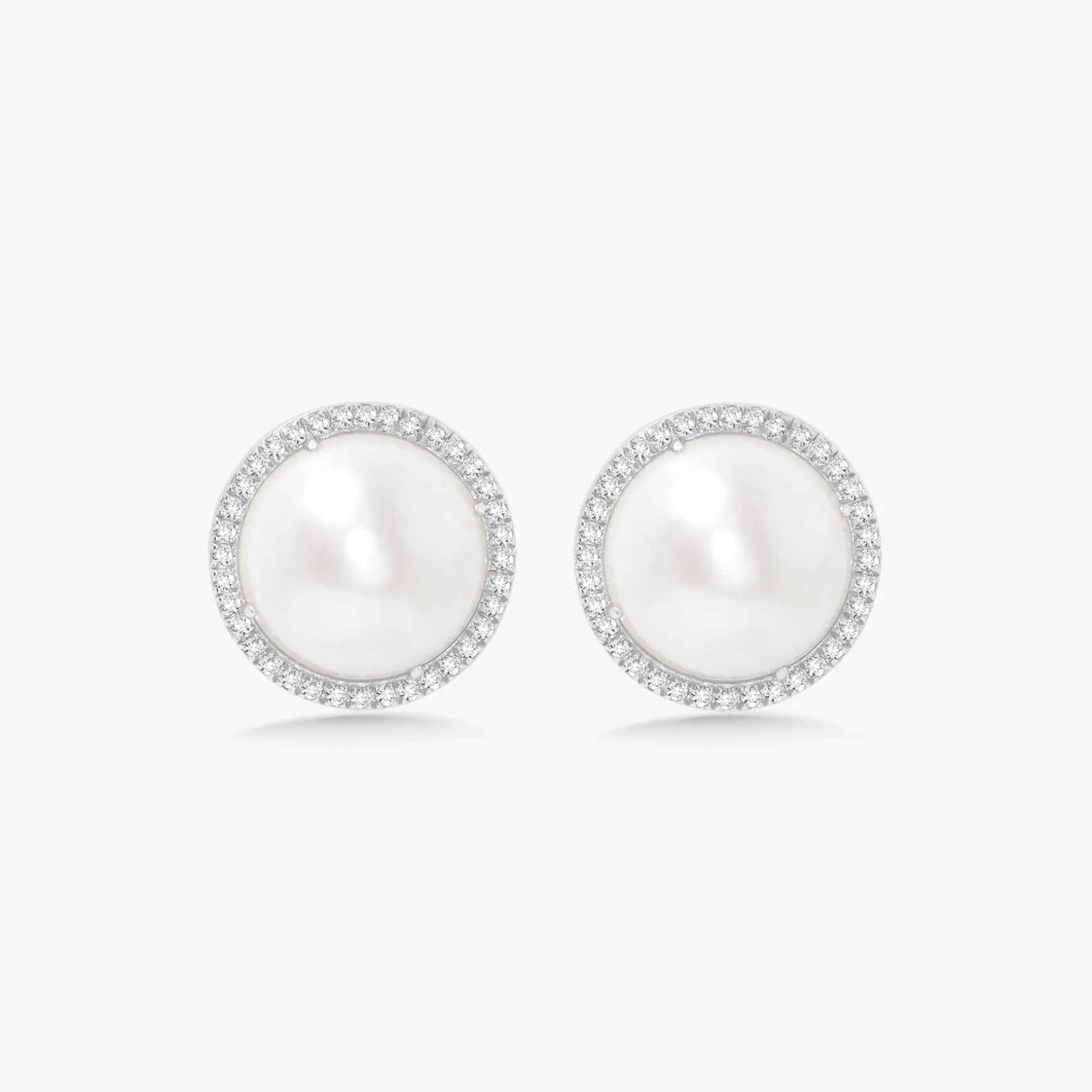 Pearl Diamond Halo Stud Earrings