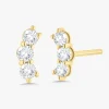 Penelope Tiny Three Diamond Curved Bar Stud Earrings