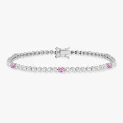Pink Sapphire & Diamond Tennis Bracelet