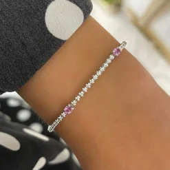 Pink Sapphire & Diamond Tennis Bracelet