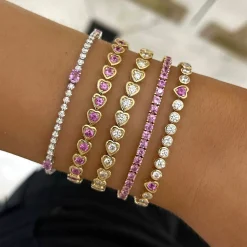 Pink Sapphire Tennis Bracelet 4.21 ctw