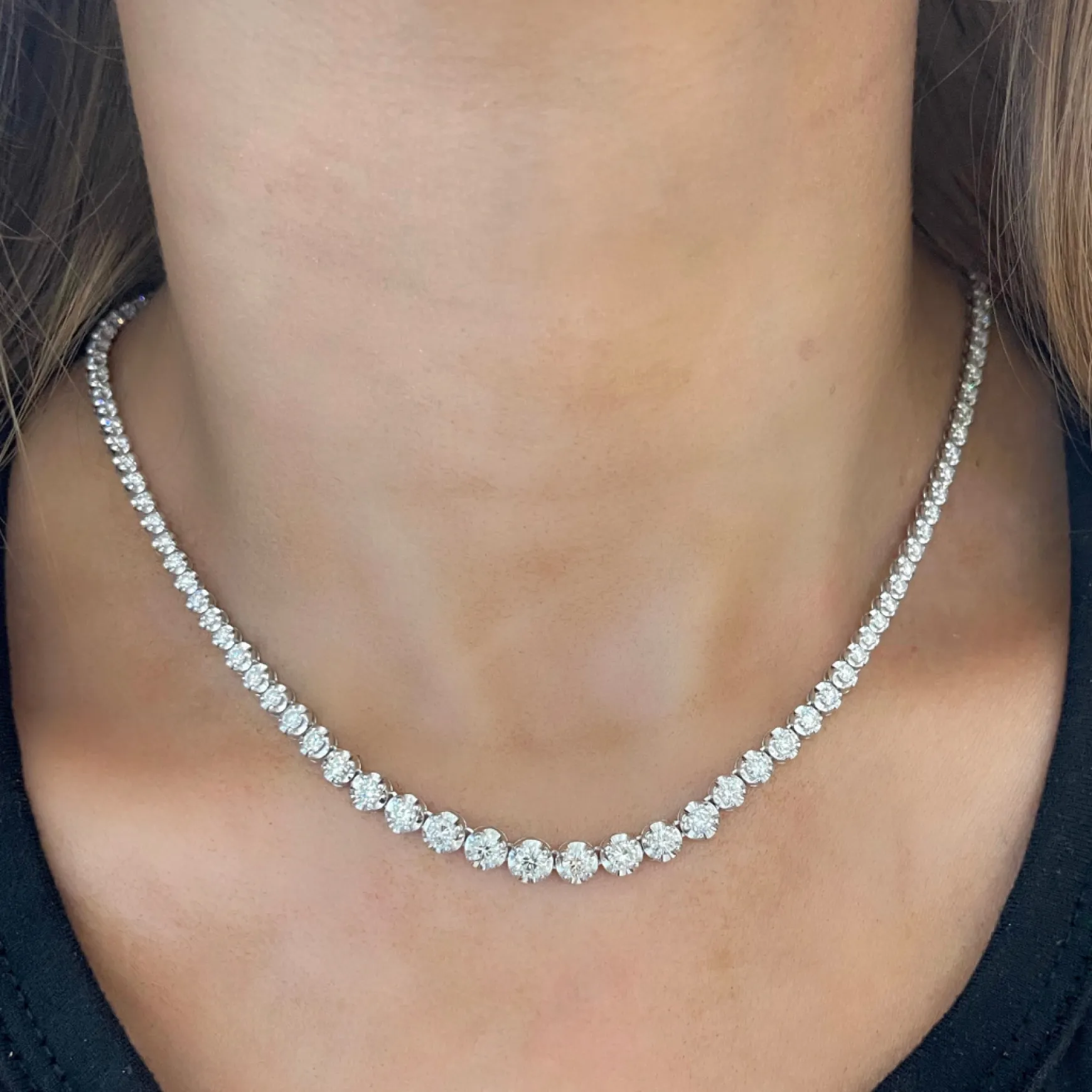 Poppy Illusion Set Diamond Tennis Necklace 5 ctw