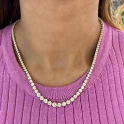 Poppy Illusion Set Diamond Tennis Necklace 5 ctw