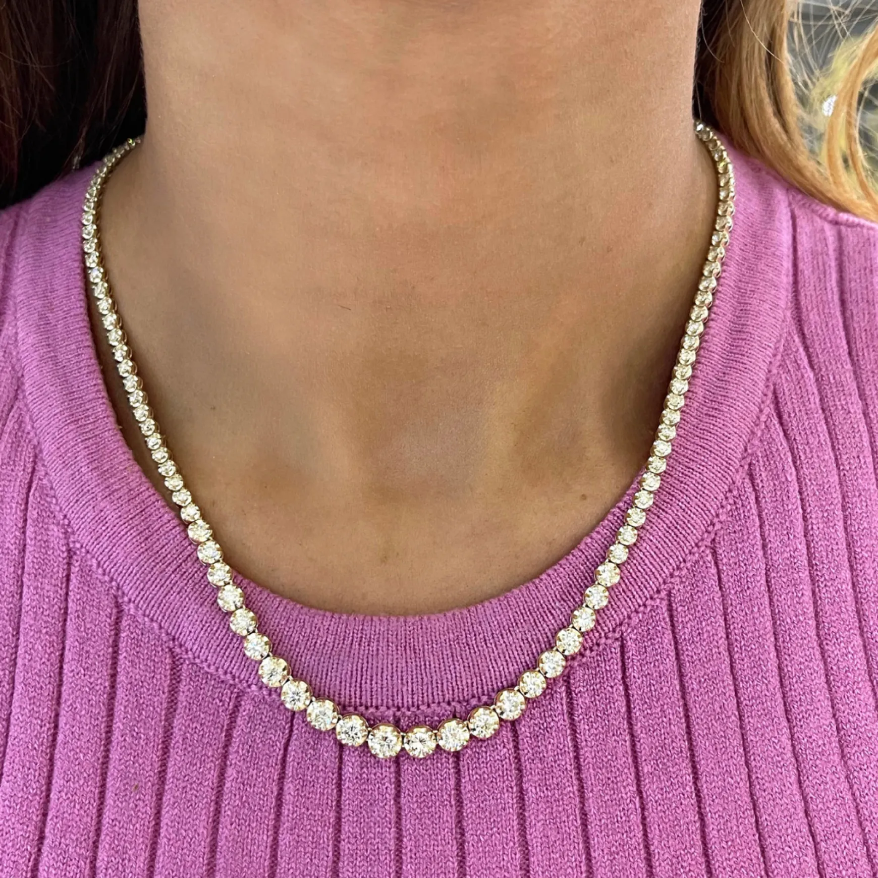 Poppy Illusion Set Diamond Tennis Necklace 5 ctw