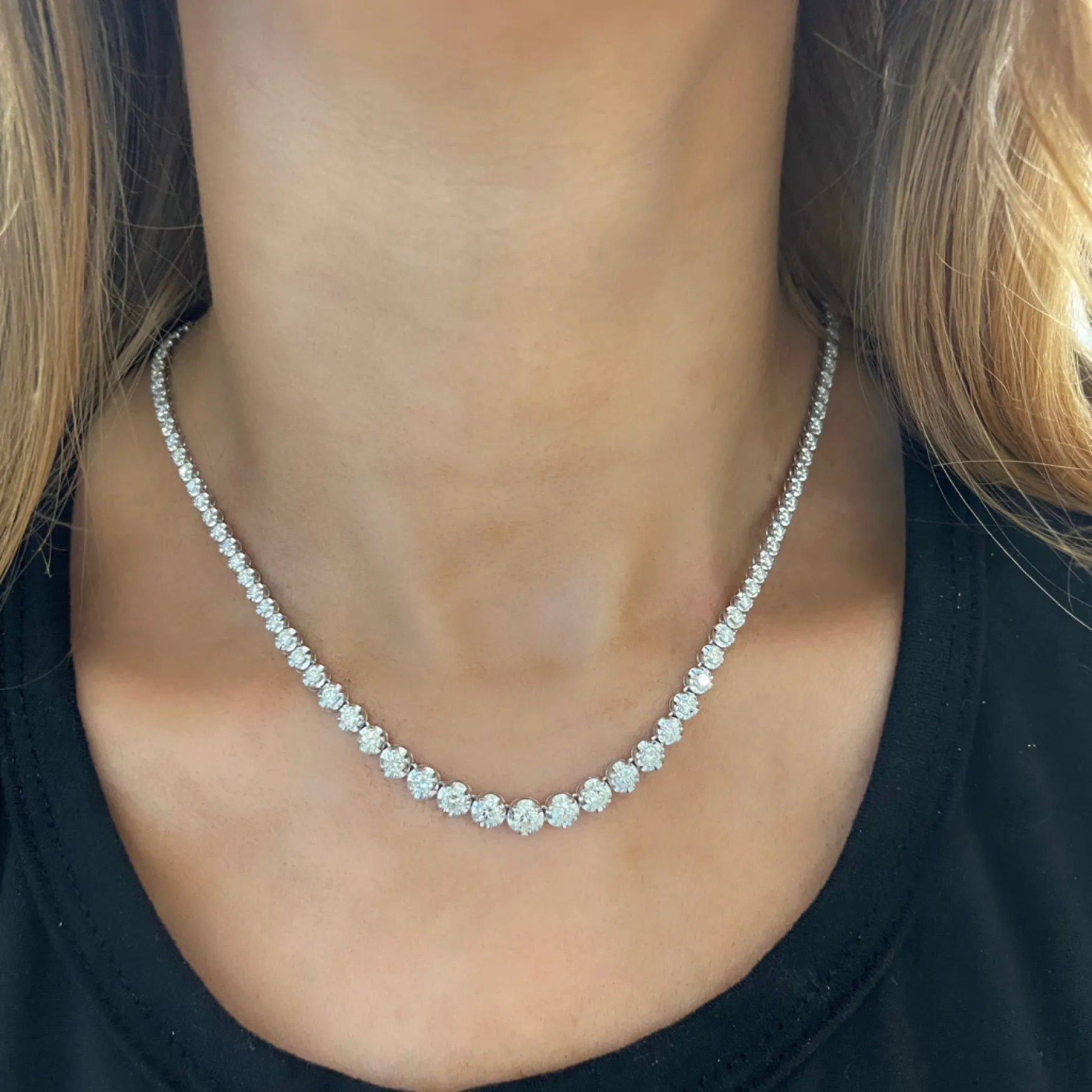 Poppy Illusion Set Diamond Tennis Necklace 5 ctw