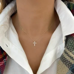 Posie Charlie Cloud® Floating Diamond Cross Necklace 0.21 ctw