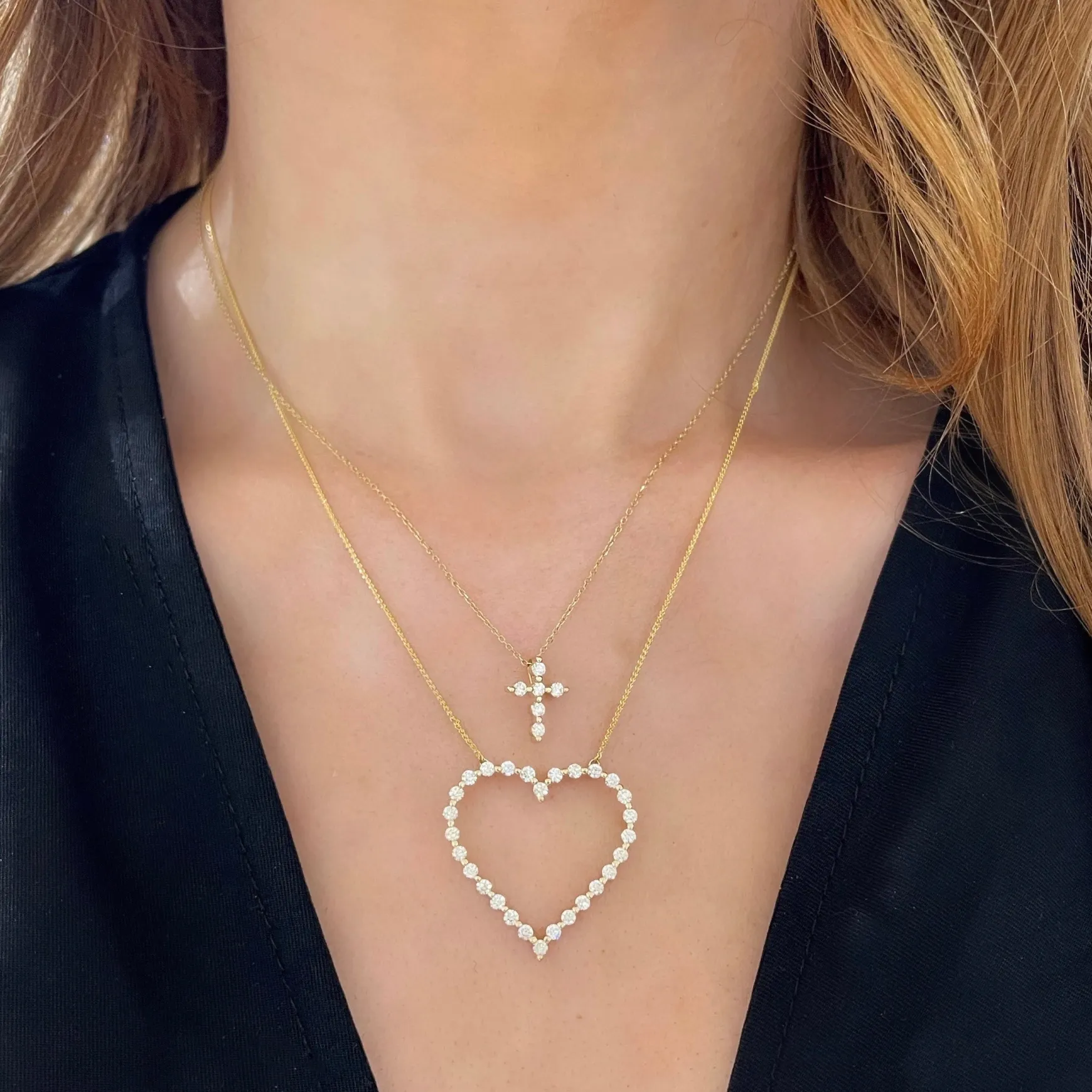 Posie Charlie Cloud® Floating Diamond Cross Necklace 0.21 ctw