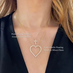Posie Charlie Cloud® Floating Diamond Cross Necklace 0.21 ctw