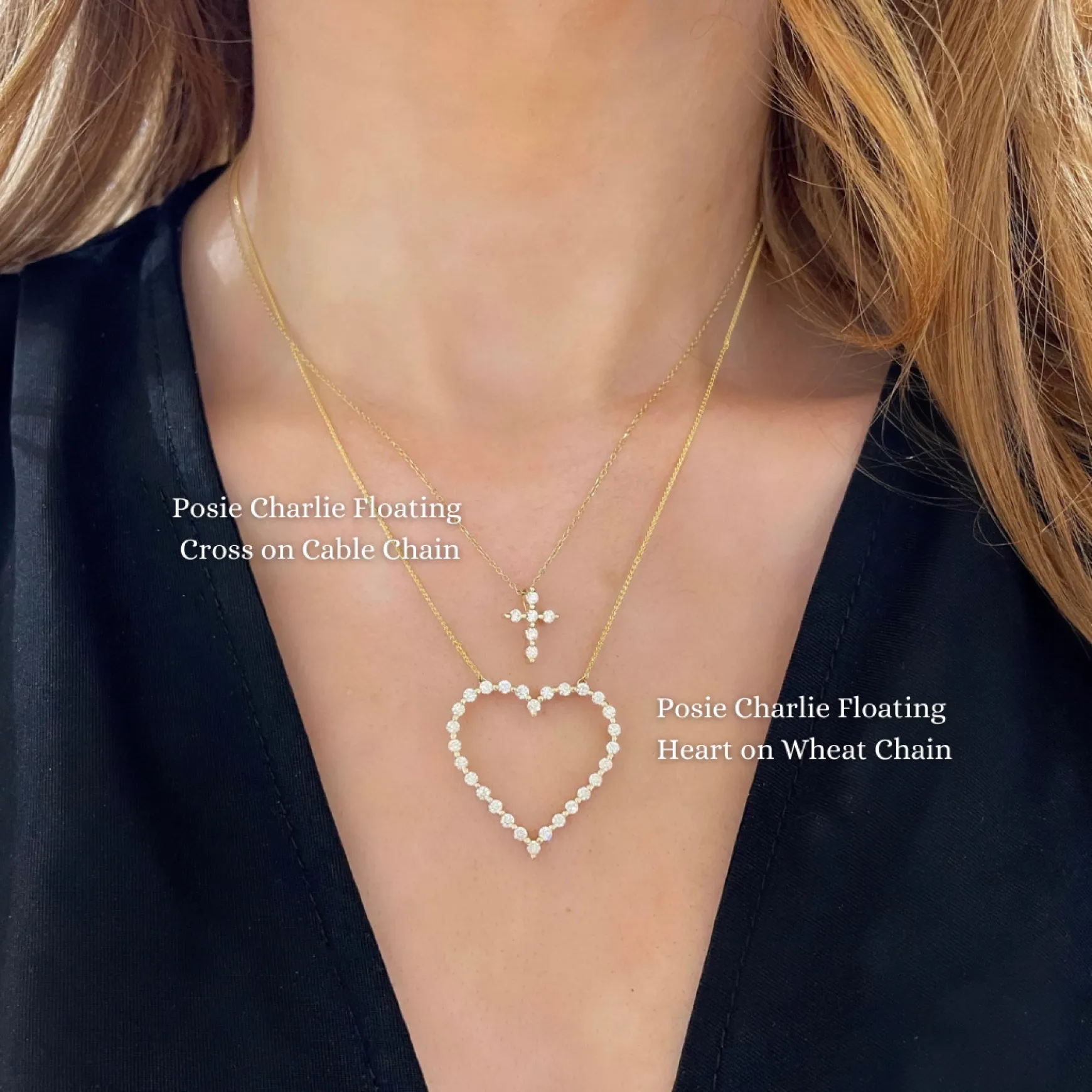 Posie Charlie Cloud® Floating Diamond Cross Necklace 0.21 ctw