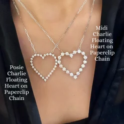 Posie Charlie Cloud® Floating Diamond Heart Necklace 1.00 ctw