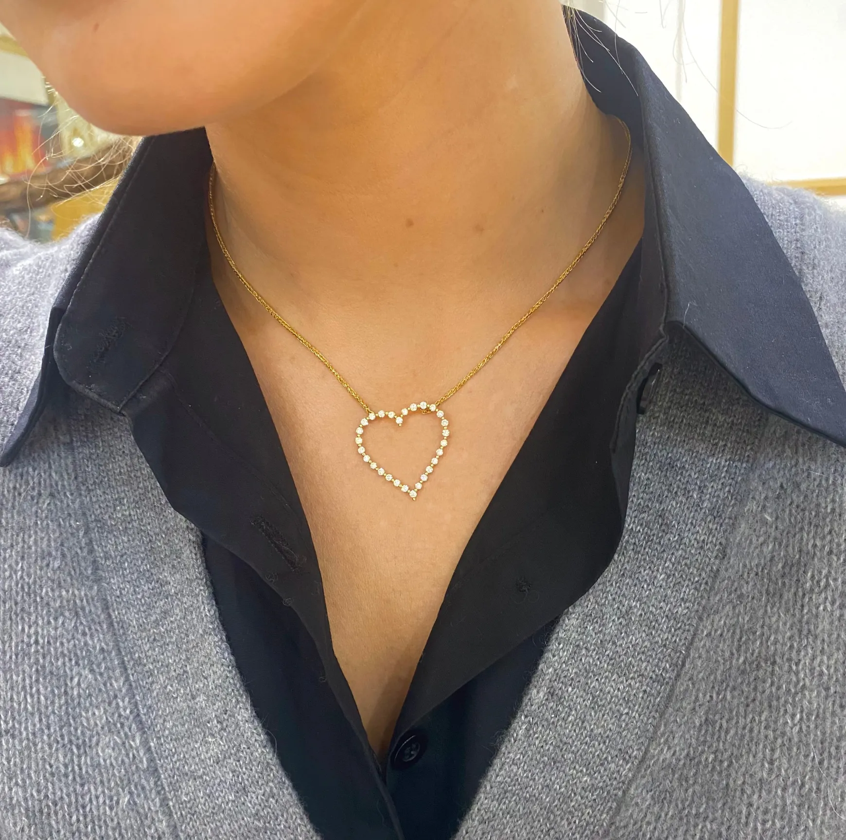 Posie Charlie Cloud® Floating Diamond Heart Necklace 1.00 ctw