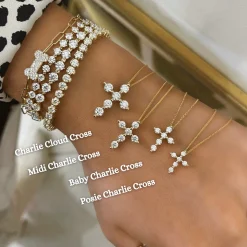 Posie Charlie Cloud® Floating Diamond Cross Necklace 0.21 ctw