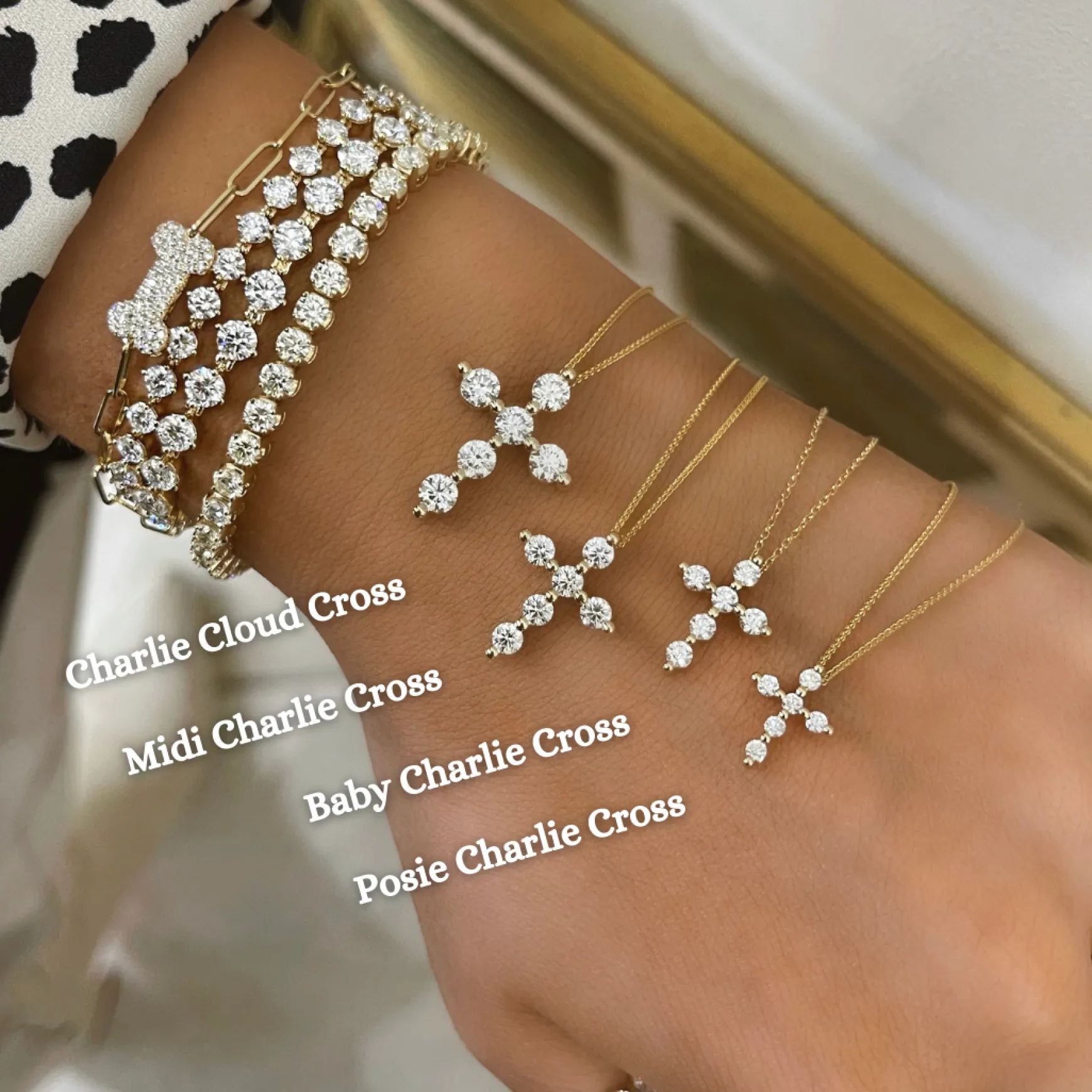 Posie Charlie Cloud® Floating Diamond Cross Necklace 0.21 ctw