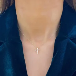 Posie Charlie Cloud® Floating Diamond Cross Necklace 0.21 ctw