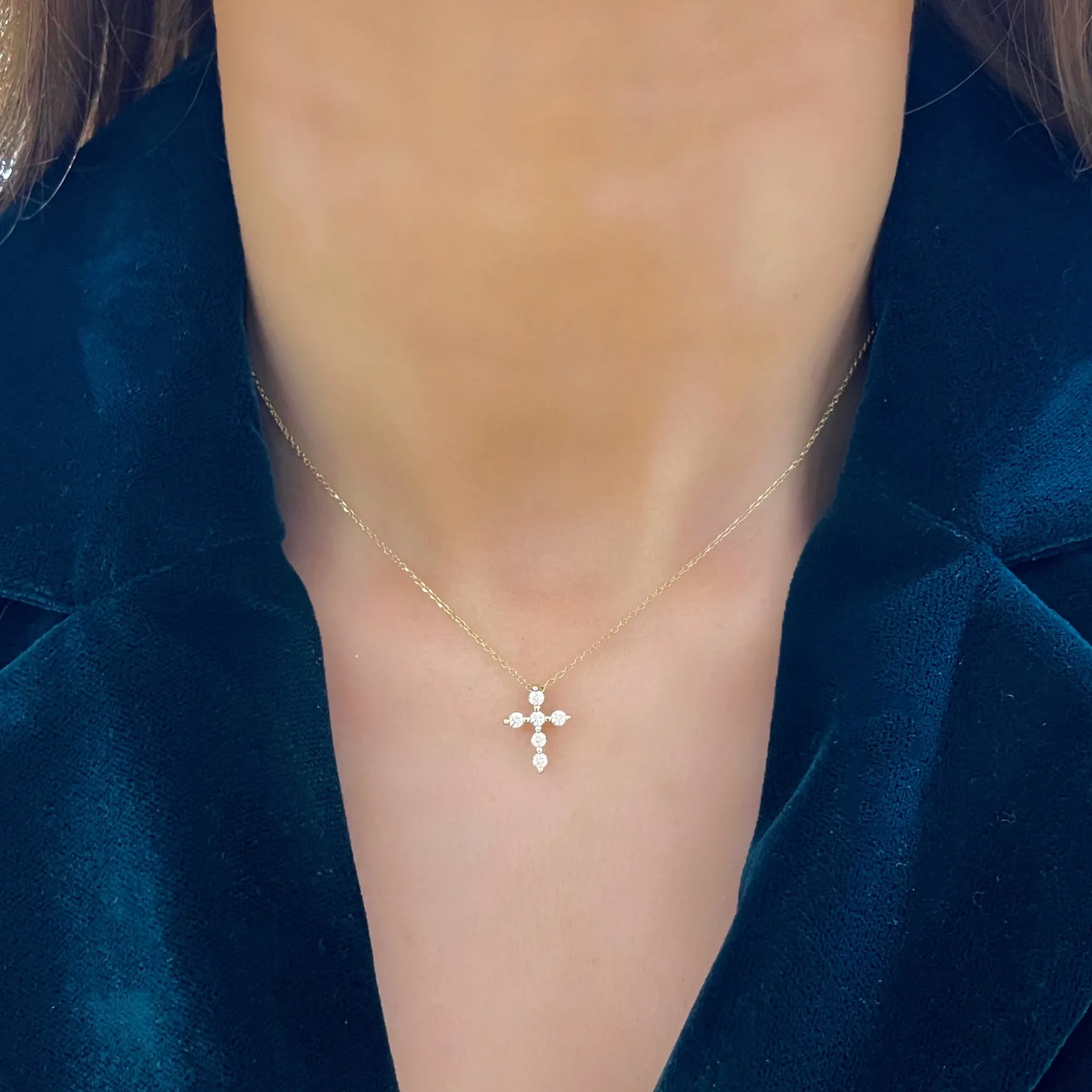 Posie Charlie Cloud® Floating Diamond Cross Necklace 0.21 ctw