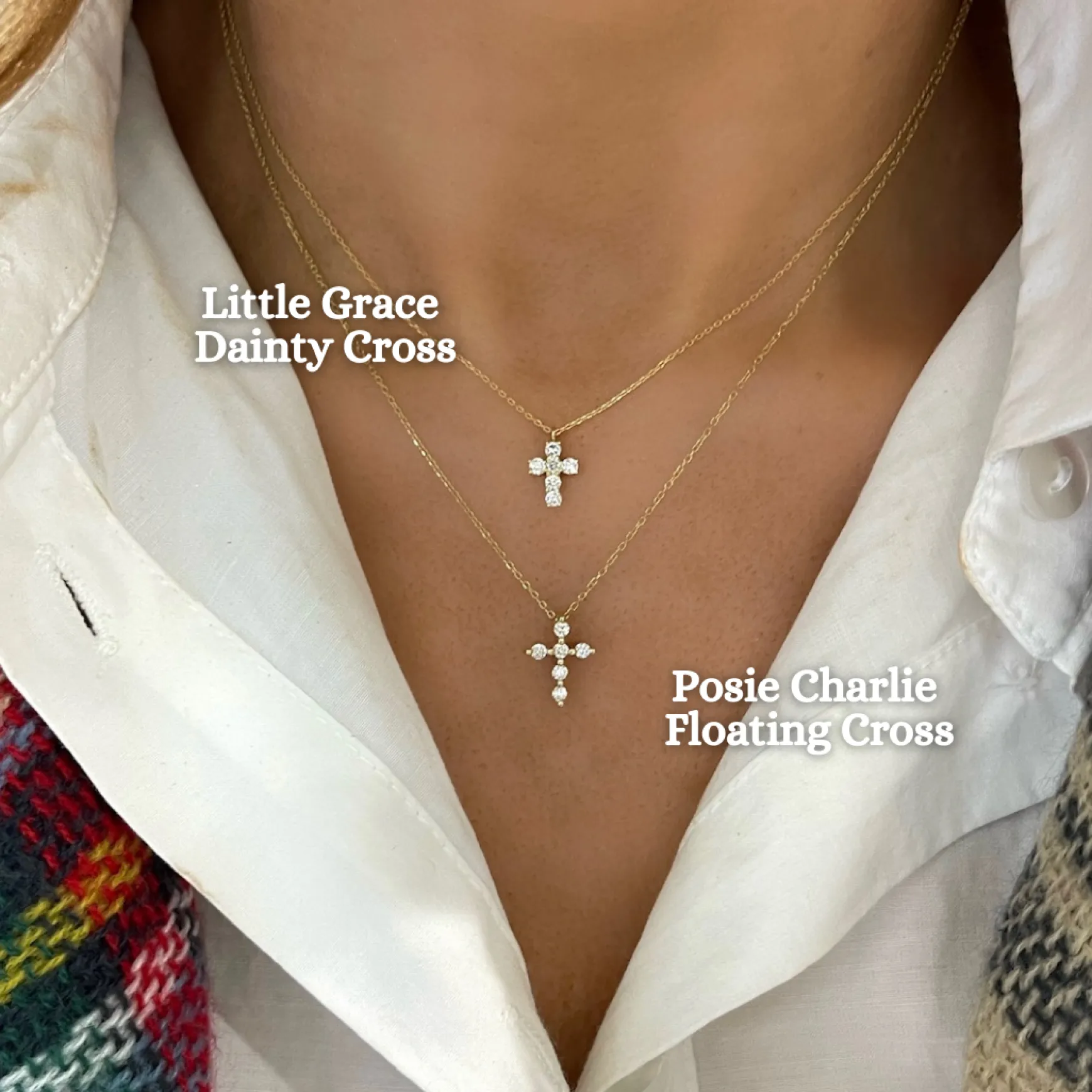 Posie Charlie Cloud® Floating Diamond Cross Necklace 0.21 ctw