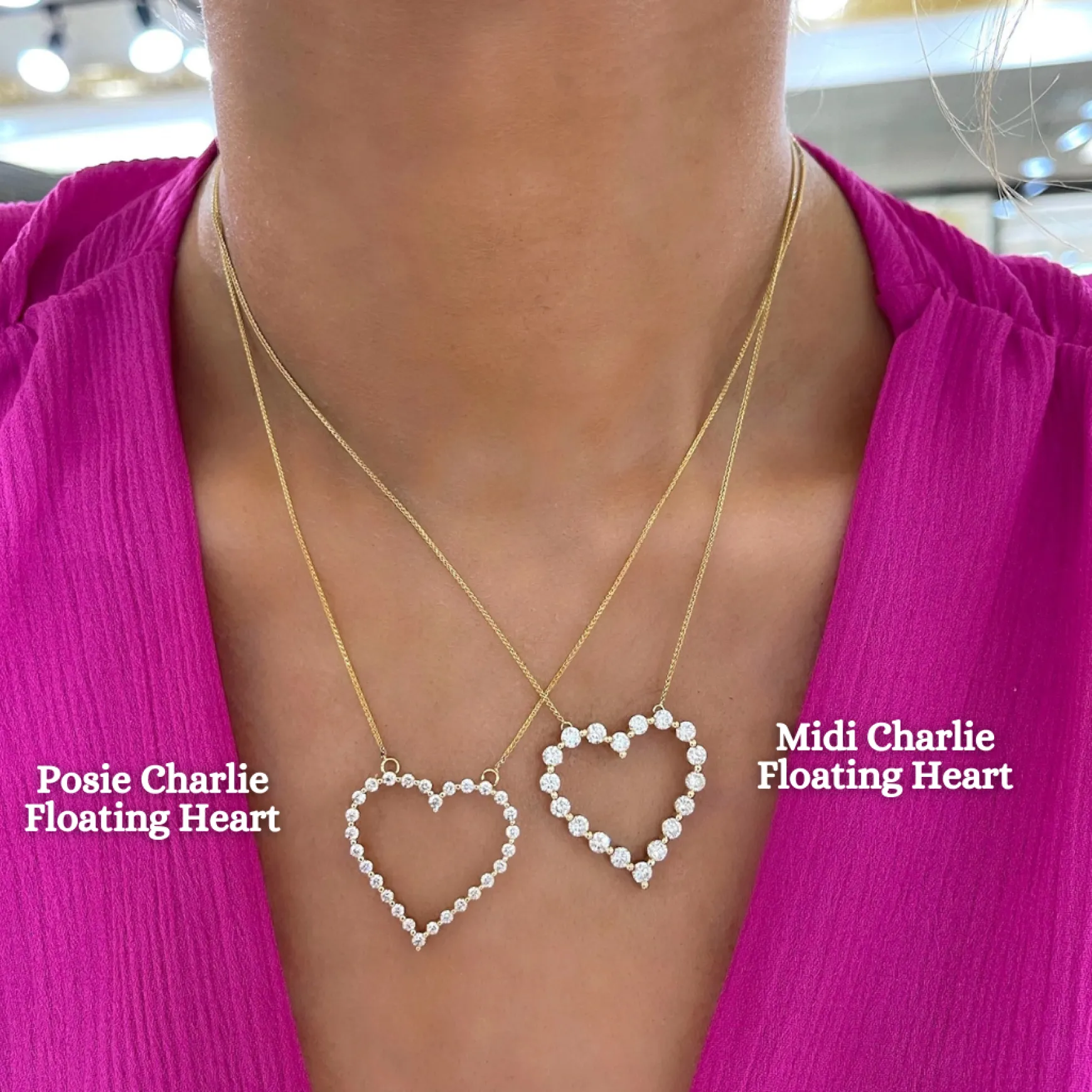 Posie Charlie Cloud® Floating Diamond Heart Necklace 1.00 ctw