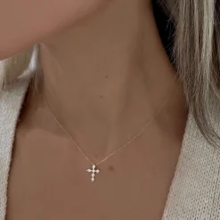 Posie Charlie Cloud® Floating Diamond Cross Necklace 0.21 ctw
