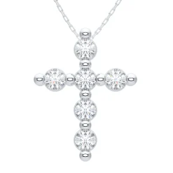 Posie Charlie Cloud® Floating Diamond Cross Necklace 0.21 ctw