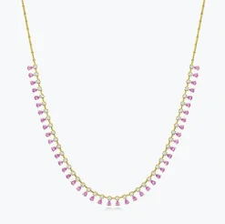 Preslie Pink Sapphire and Diamond Illusion Station Necklace