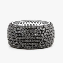 Puff Pave Black Diamond Eternity Band 6 ctw