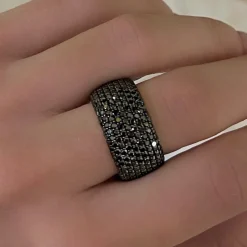 Puff Pave Black Diamond Eternity Band 6 ctw