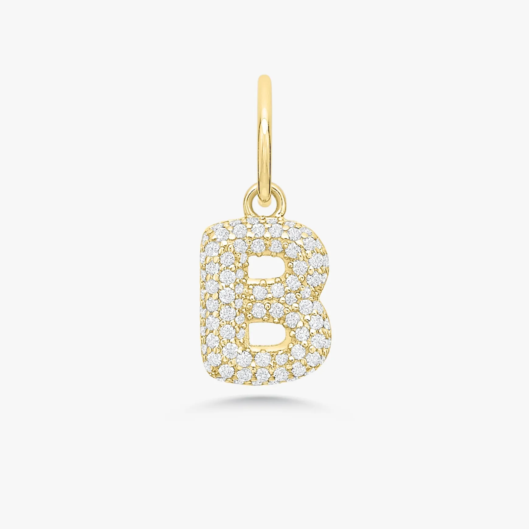 Puffy Bubble Initial Pave Diamond Charm