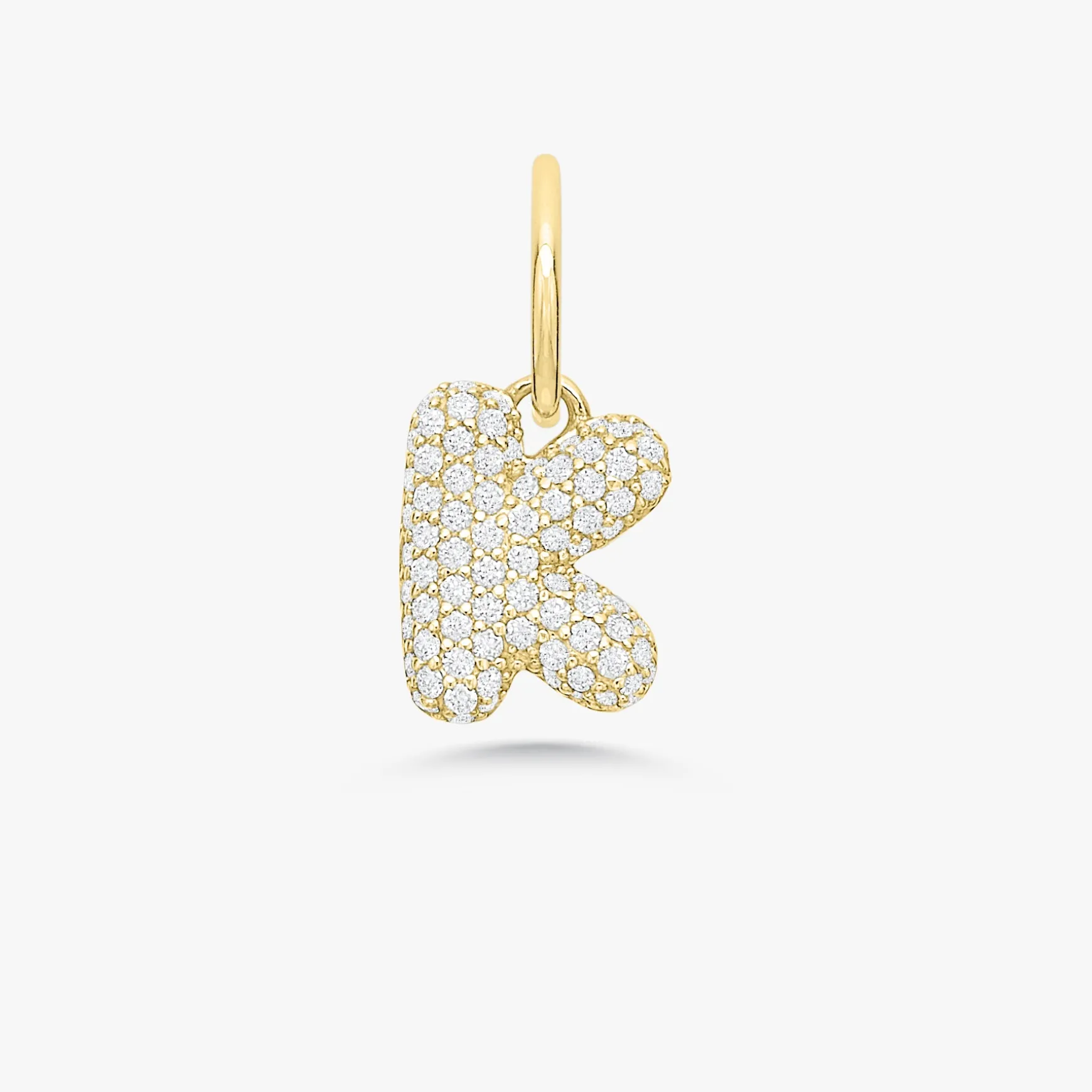 Puffy Bubble Initial Pave Diamond Charm
