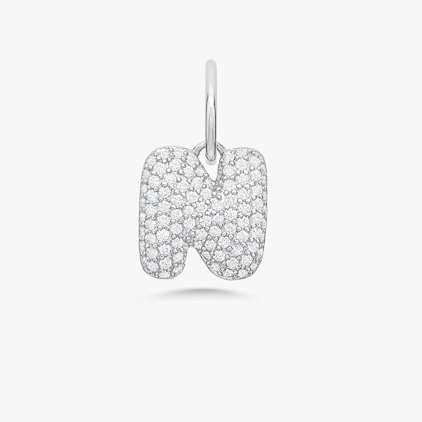 Puffy Bubble Initial Pave Diamond Charm