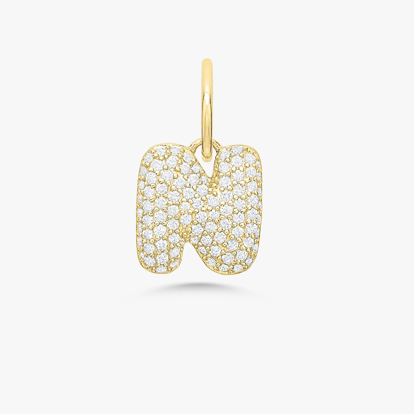 Puffy Bubble Initial Pave Diamond Charm