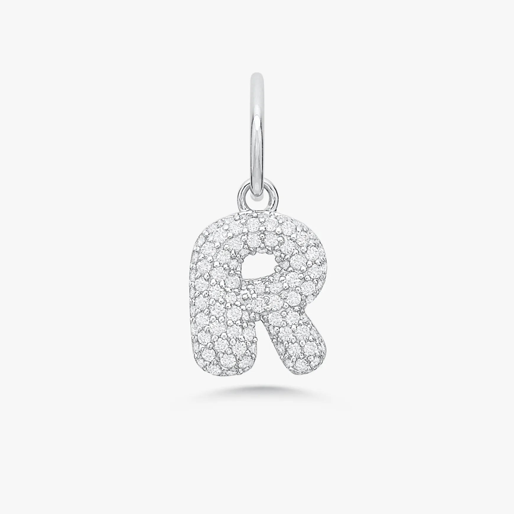 Puffy Bubble Initial Pave Diamond Charm