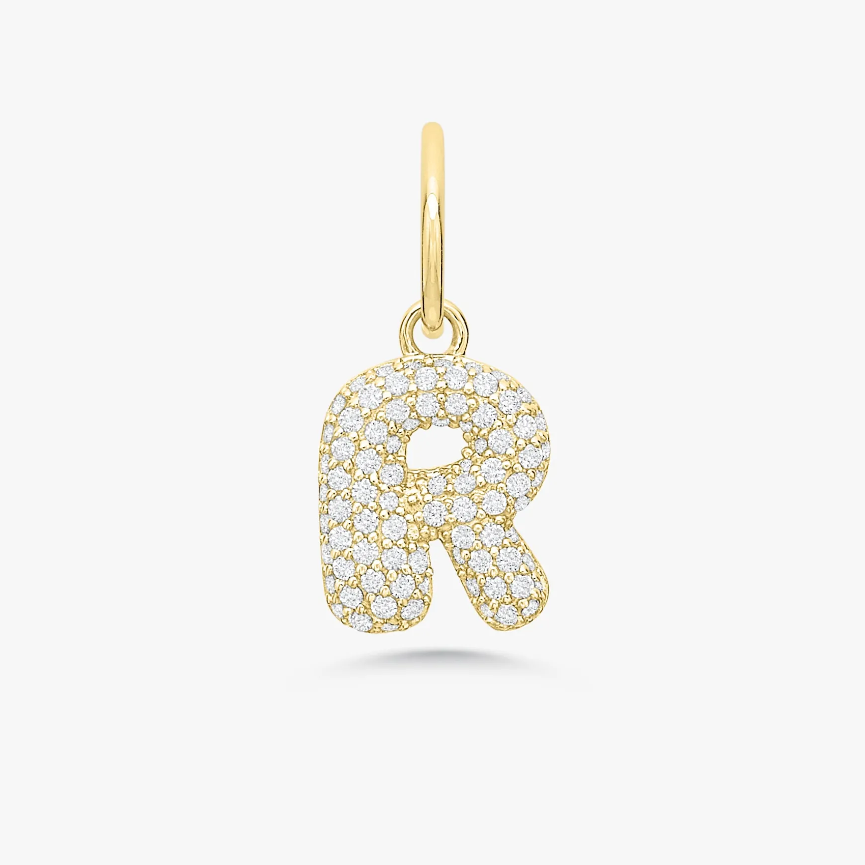 Puffy Bubble Initial Pave Diamond Charm
