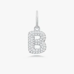 Puffy Bubble Initial Pave Diamond Charm
