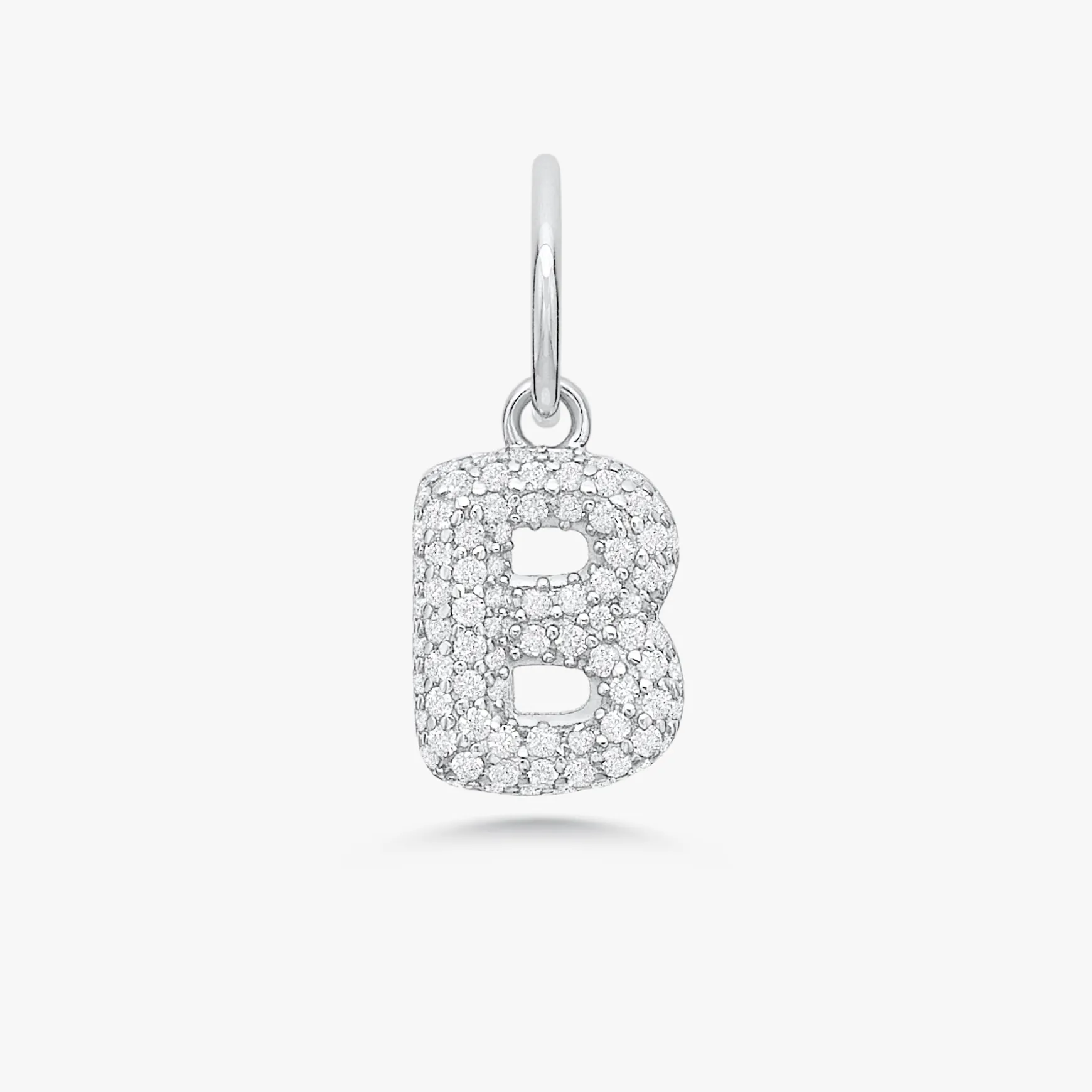 Puffy Bubble Initial Pave Diamond Charm