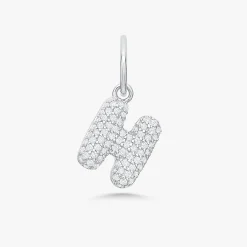Puffy Bubble Initial Pave Diamond Charm