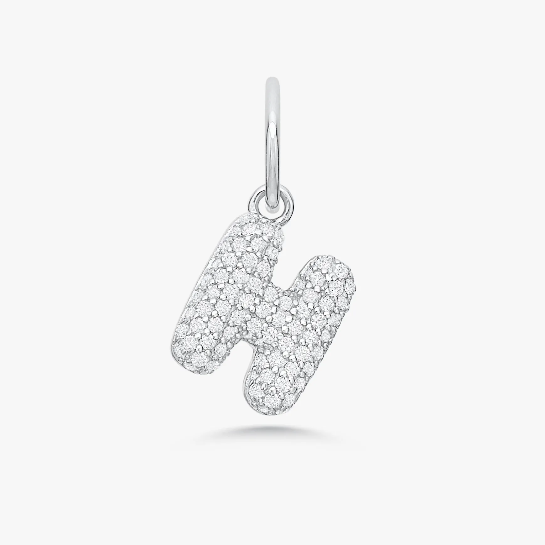 Puffy Bubble Initial Pave Diamond Charm