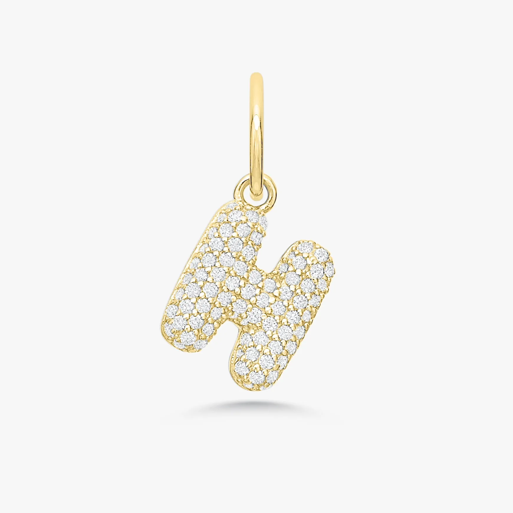 Puffy Bubble Initial Pave Diamond Charm