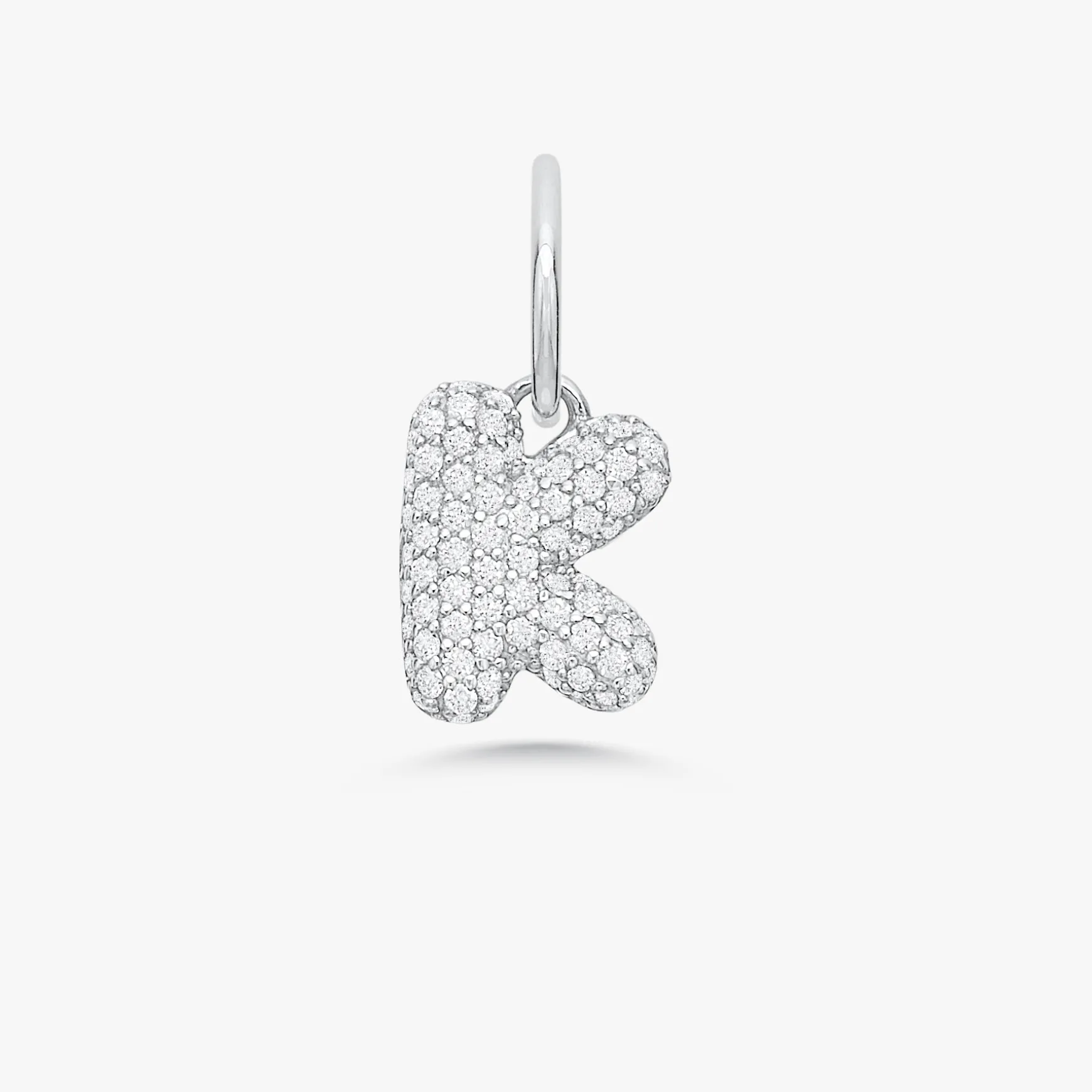 Puffy Bubble Initial Pave Diamond Charm
