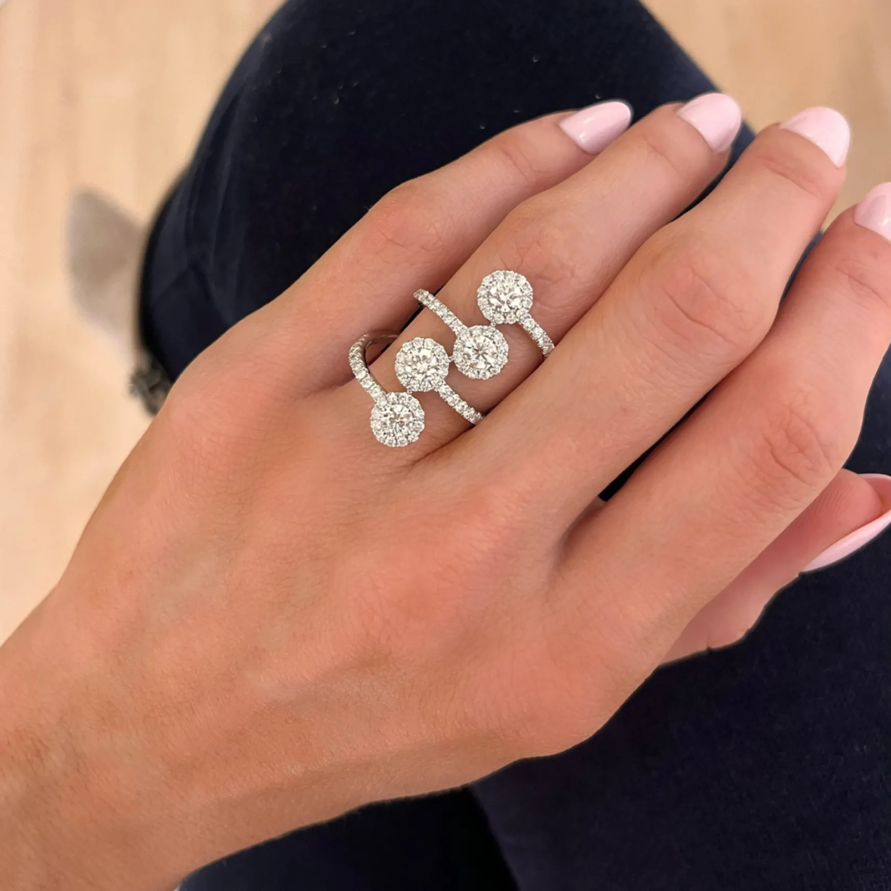 Quartet Crossover Diamond Ring 2.20 ctw