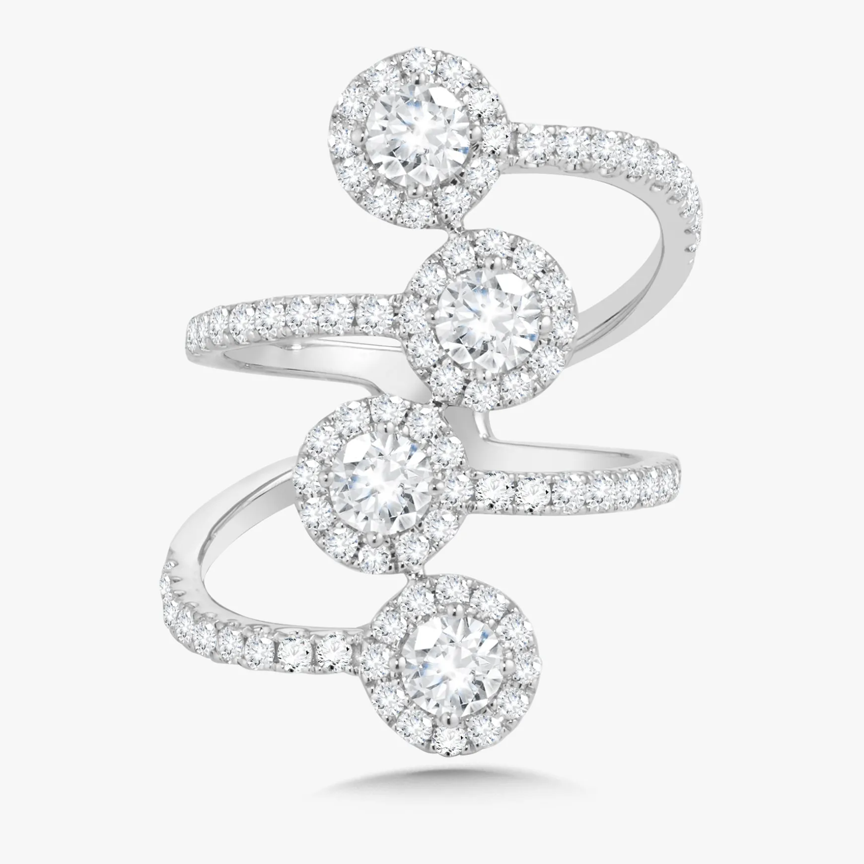 Quartet Crossover Diamond Ring 2.20 ctw
