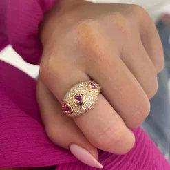 Queen of Hearts Pave Diamond Dome Ring