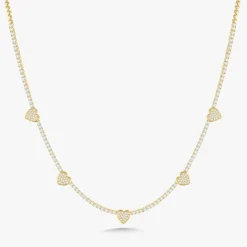 "Five of Hearts" Pave Diamond Tennis Necklace 2.42 ctw