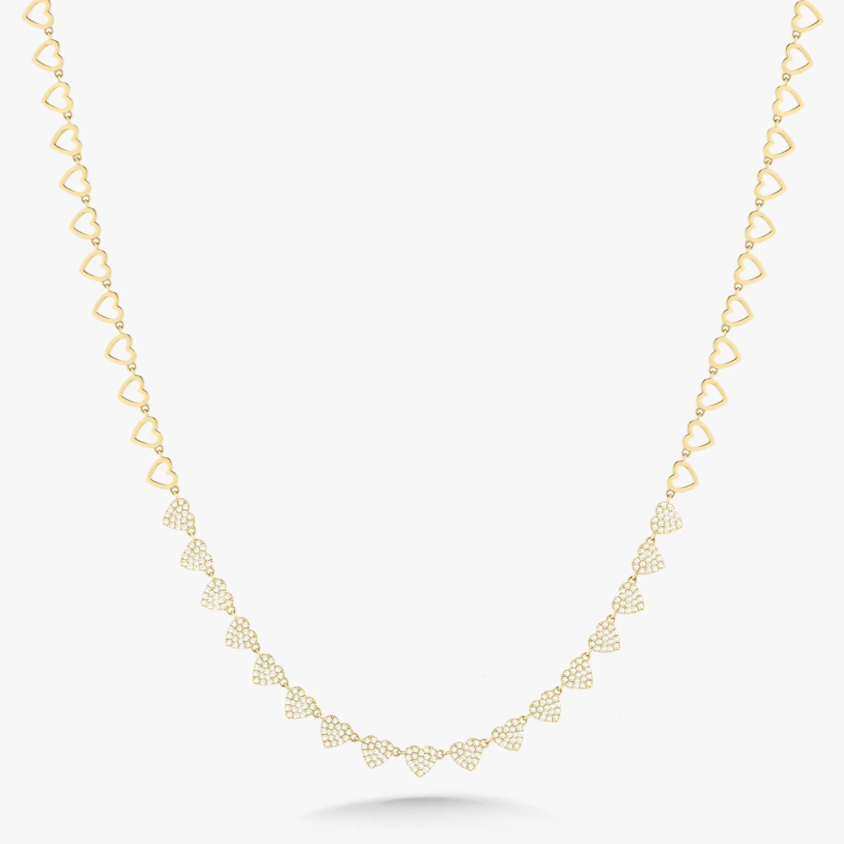 "Heart to Heart" Adjustable Pave Diamond Tennis Necklace