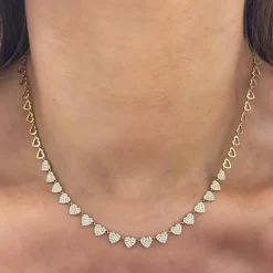 "Heart to Heart" Adjustable Pave Diamond Tennis Necklace