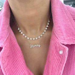 "Heart to Heart" Adjustable Pave Diamond Tennis Necklace