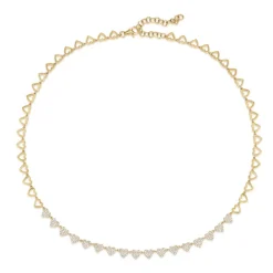 "Heart to Heart" Adjustable Pave Diamond Tennis Necklace