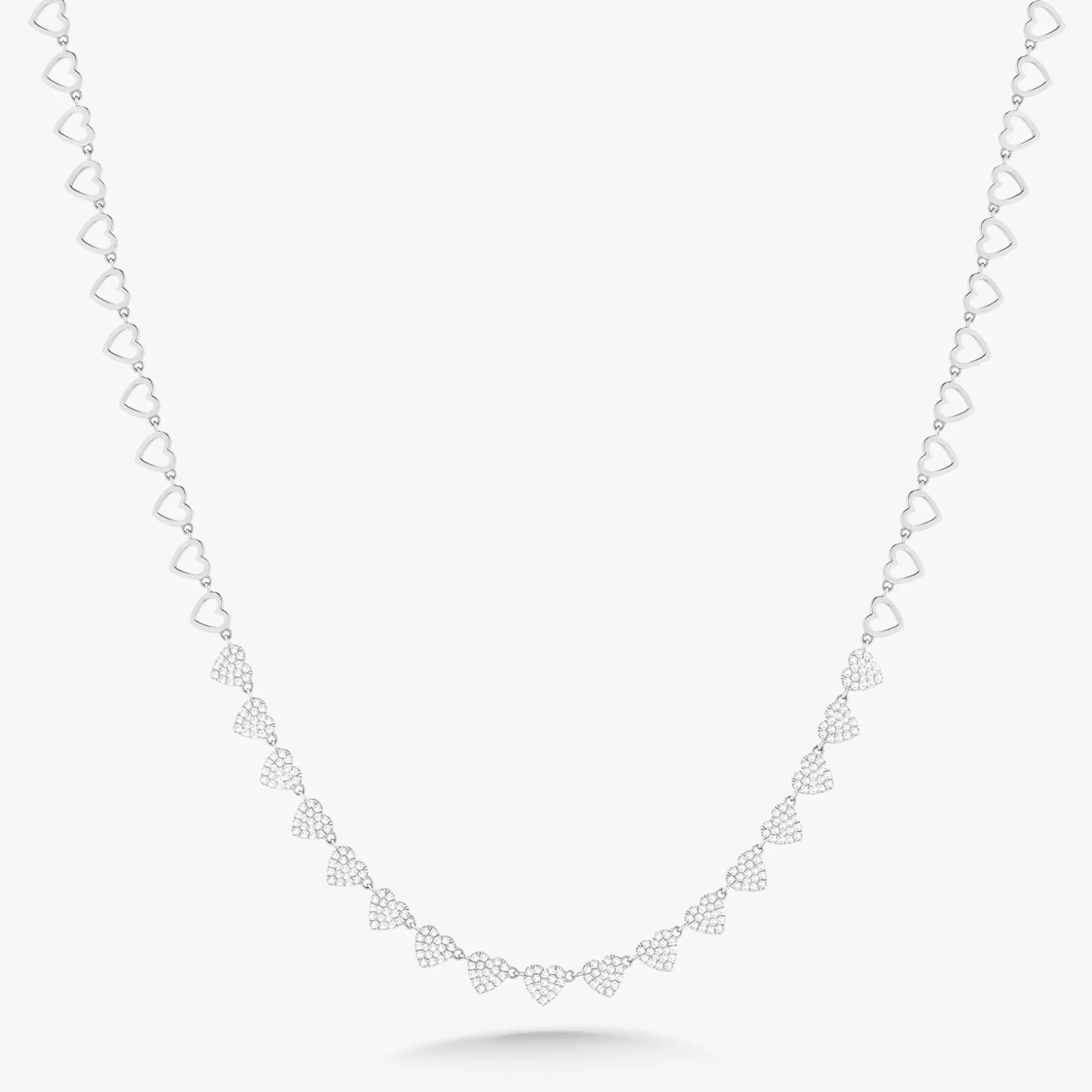 "Heart to Heart" Adjustable Pave Diamond Tennis Necklace