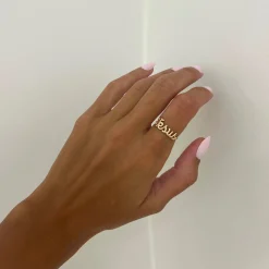 "Jesus" Gold Wire Script Ring