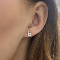 "Lock It Up" Diamond Stud Earrings